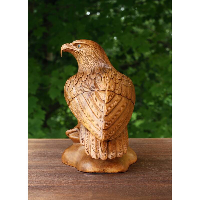 8" Wooden Handmade American Eagle Statue Handcrafted Figurine Sculpture
